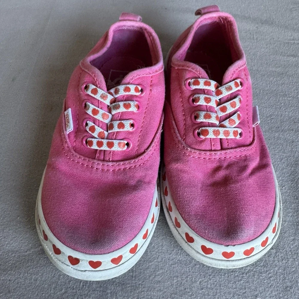 Size‎ 9.5c - Vans Toddler Shoes  - Lace Slip-On Pink with Hearts 500714
